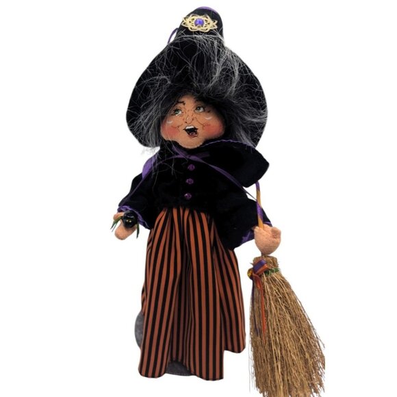 Annalee 2008 Halloween Witch w/ Spider & Broom 2009 Black Cat 11in - Picture 2 of 10